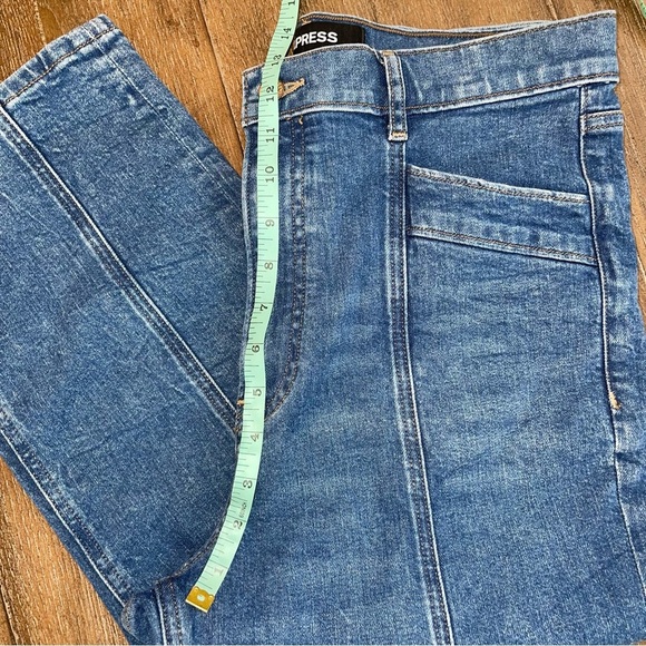 Express Supper High Rise Jeans Women’s 12 Ankle Cropped Jeans Straight Leg Blue - Picture 4 of 9